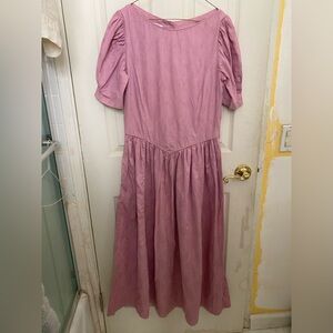Laura Ashley Vintage Soft Pink Damask puff sleeve dress from 1980’s in fair cond